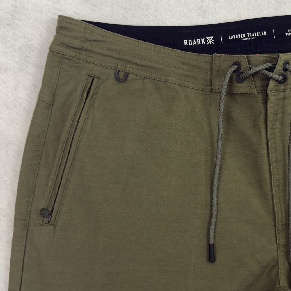 Huckberry Roark Layover Travel Shorts Mens 36 Green Everyday Stretch Hiking - Picture 7 of 14